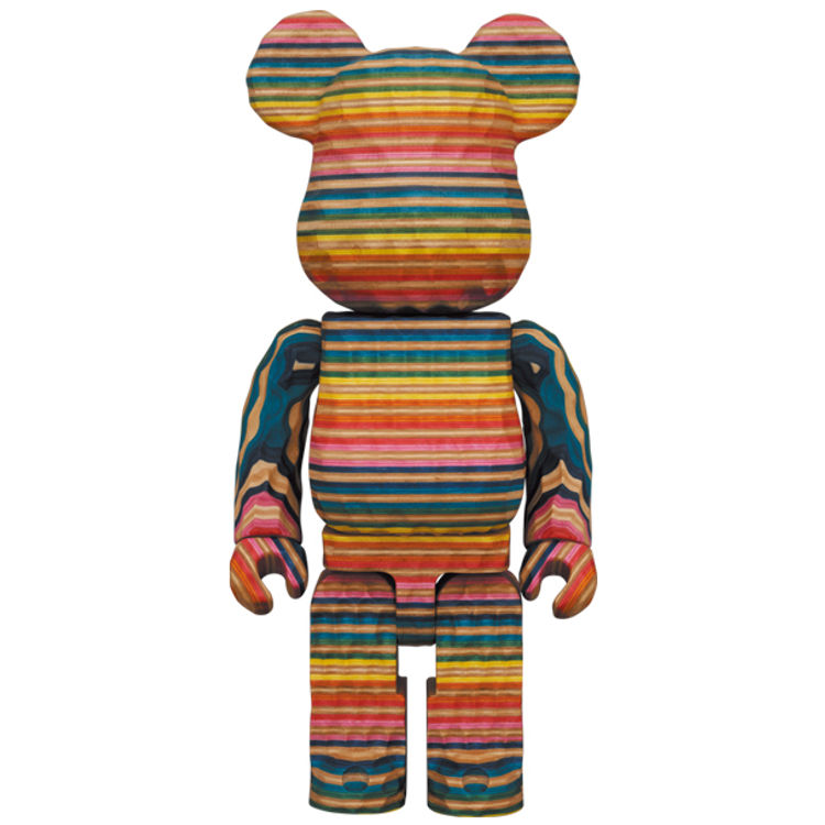 400% Rainbow Carved Wood Karimoku Bearbrick by Fragment Design (Hiroshi Fujiwara)