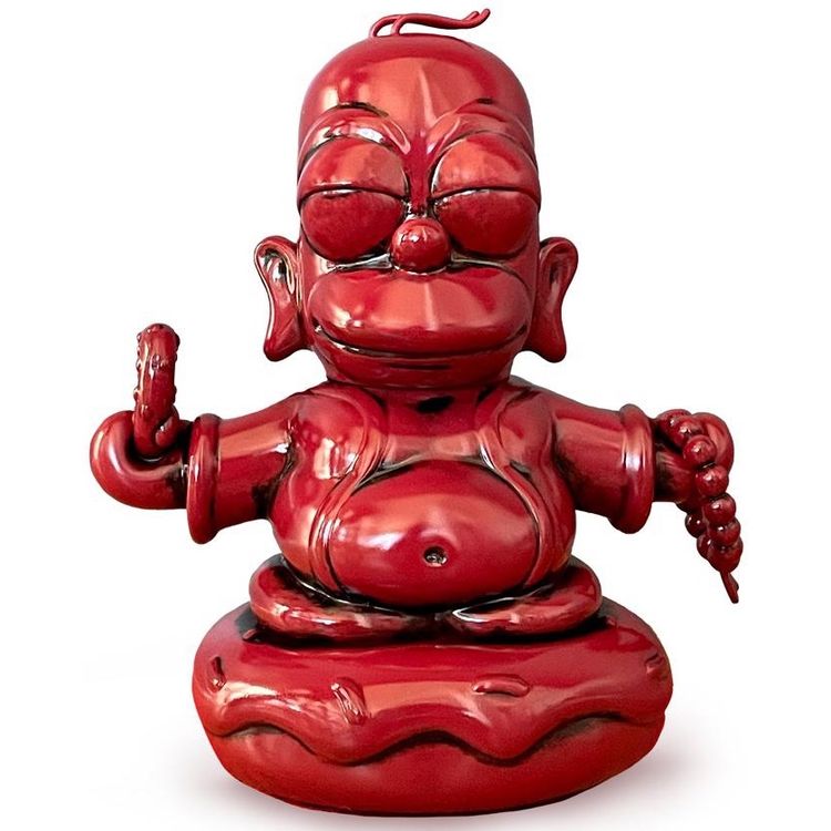 7" Vermilion Red Homer Buddha : The Simpsons by Matt Groening
