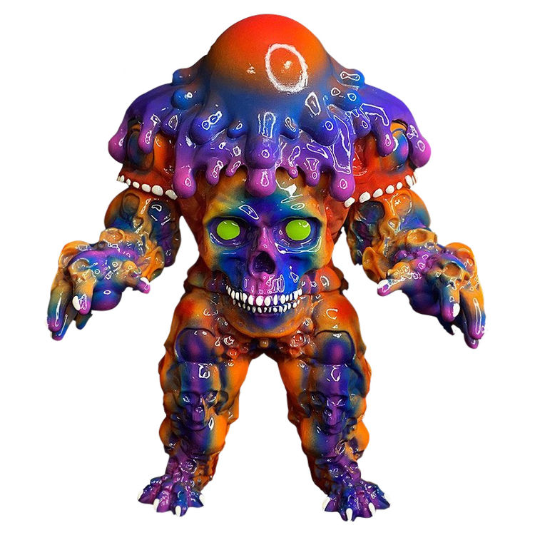 Bleeding Rainbow Ooze Skull Dangler by DuBose Art
