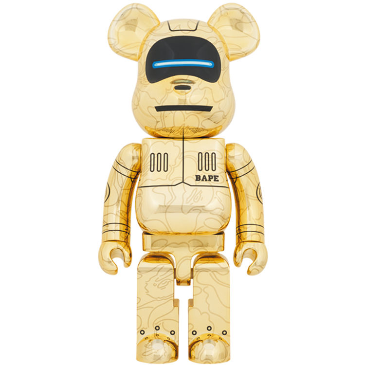 1000% Gold Baby Milo x Sorayama Bearbrick by BAPE (A Bathing Ape)