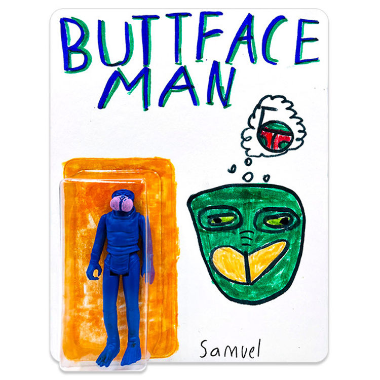 Buttface Man (Hand drawn card back) by Samuel Kelemer