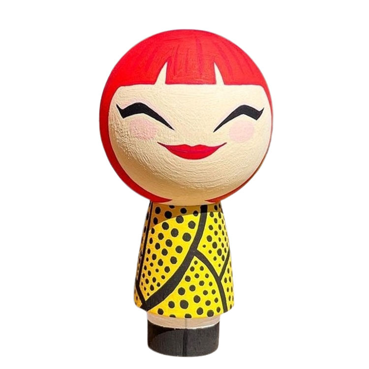 Yellow Dress Yayoi Kusama Kokeshi by Art of Pao (Paola Bascon)