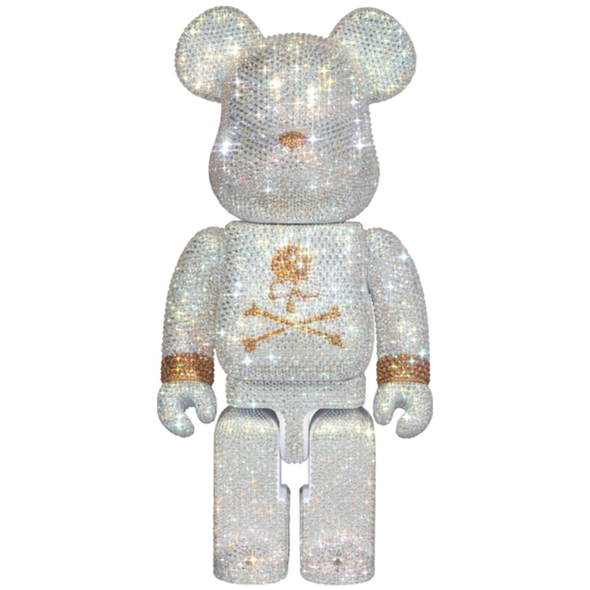 400% White & Gold Crystal Decorate x Mastermind Japan Bearbrick