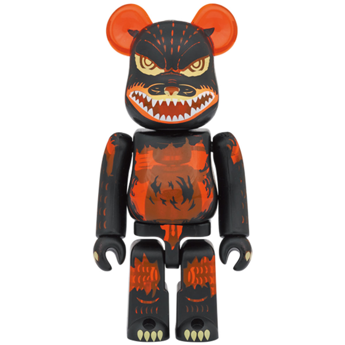 100% + 400% Clear Orange Meltdown Godzilla VS Destroyer Bearbrick (Set)
