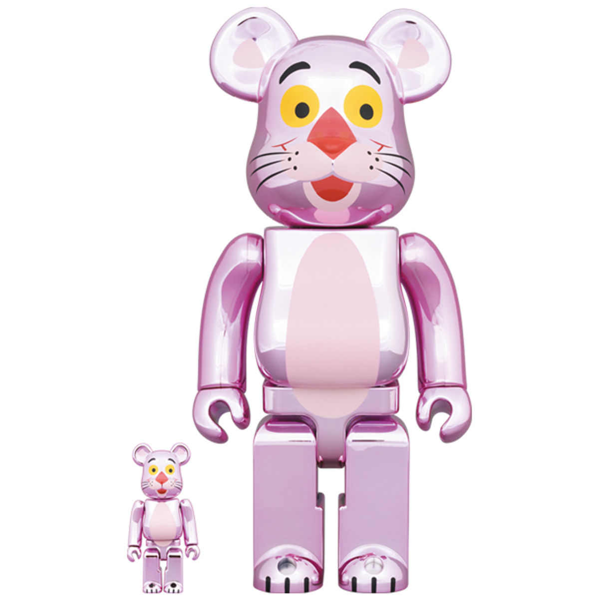 100% + 400% Chrome Pink Panther Be@rbrick (Set)