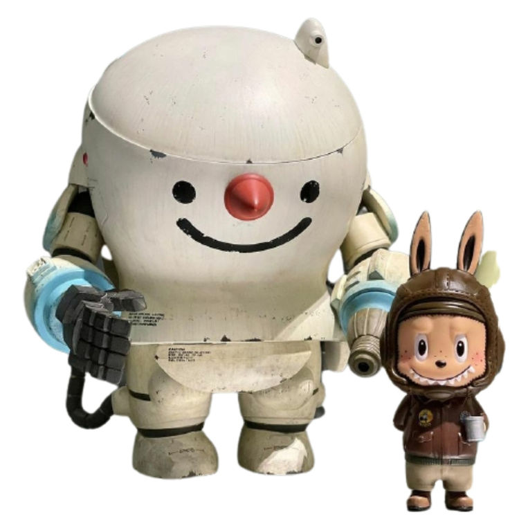 Snowman with mini Labubu Pilot by Kow Yokoyama
