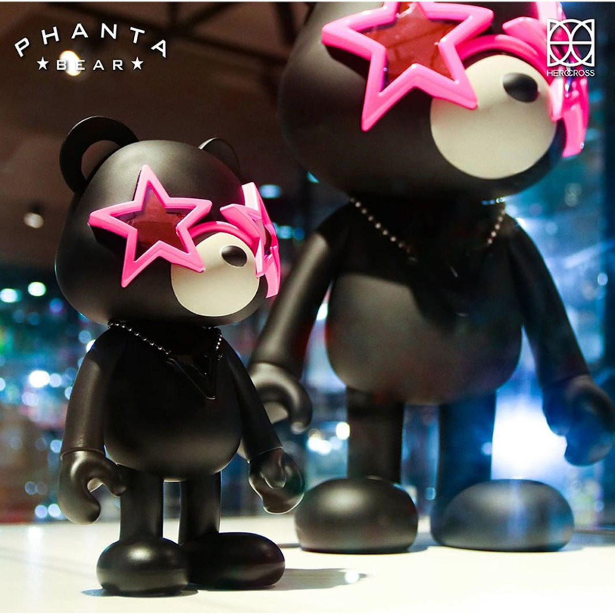 Phanta Bear Black with Pink Glasses (Medium)