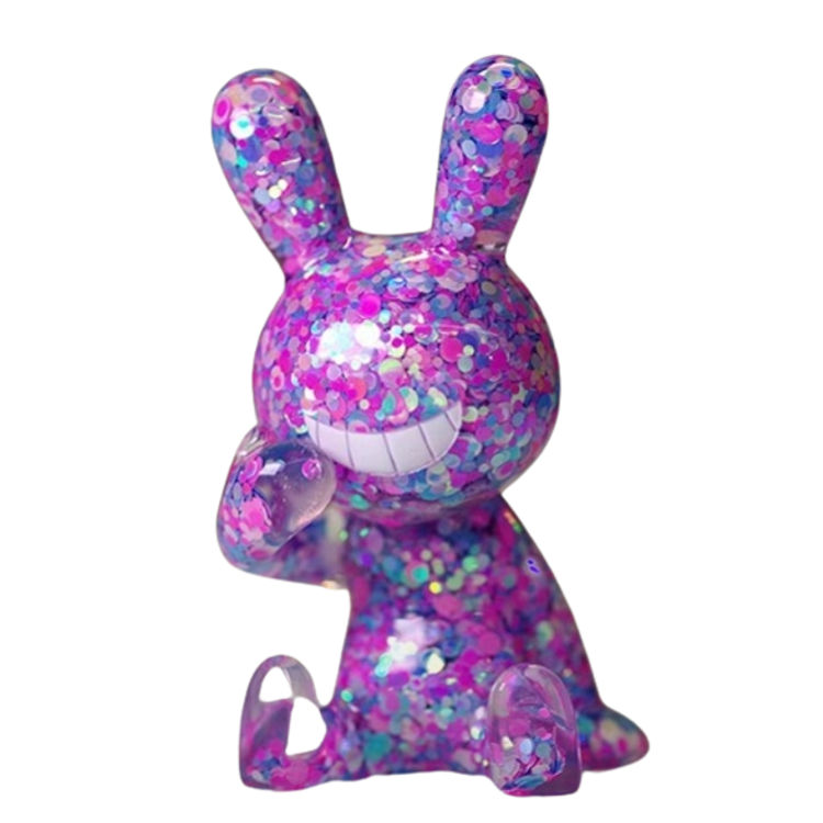 Purple Marble Black Rabbit Sitting by Tadayuki Iwa (Black Rabbit)