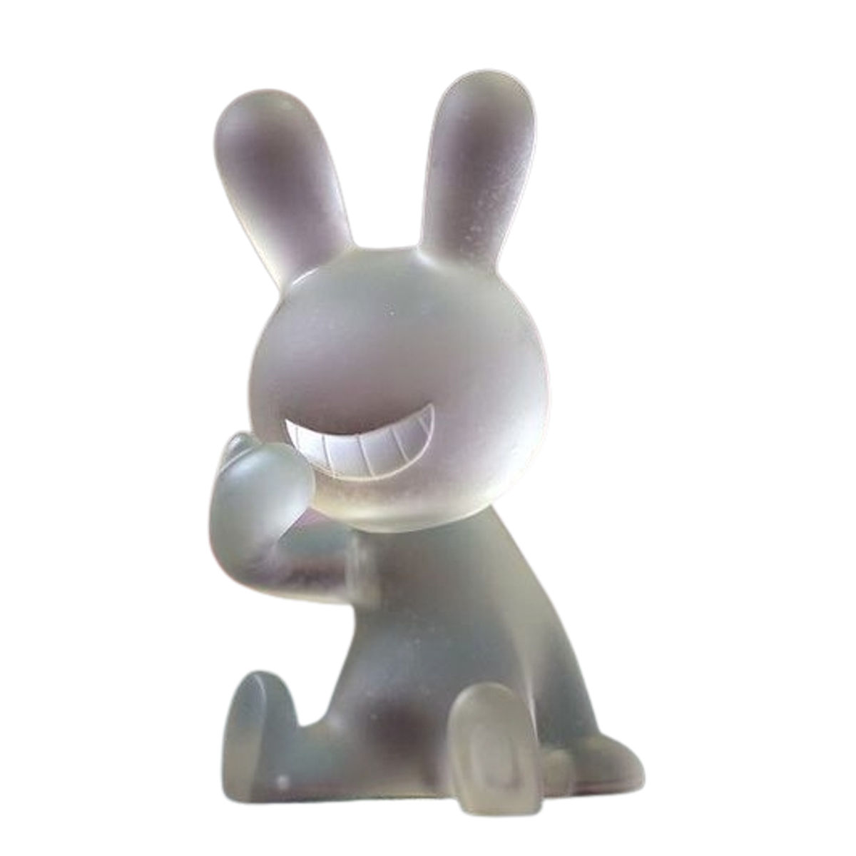 Slanted Glass Black Rabbit Sitting