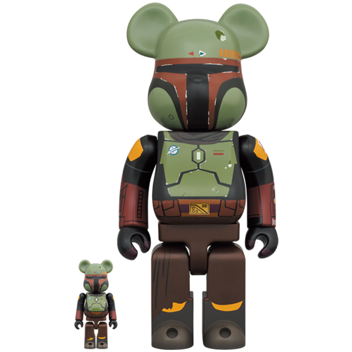 100% + 400% Recovered Armor Boba Fett : The Mandalorian Be@rbrick (Set)