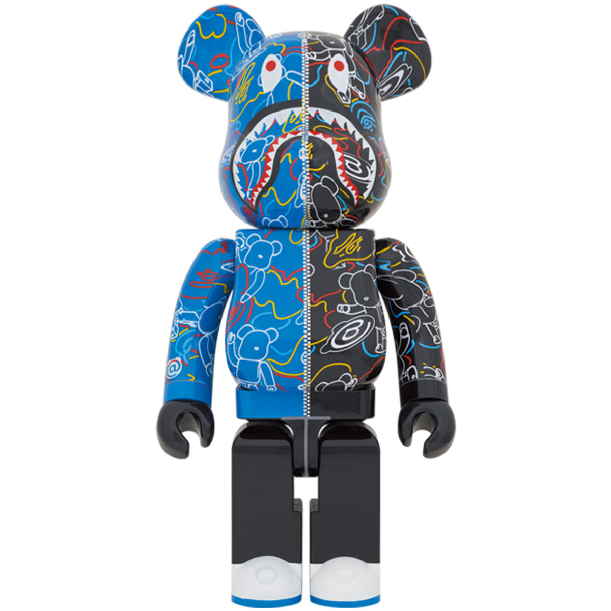 1000% Blue Line Camo Shark BAPE Be@rbrick