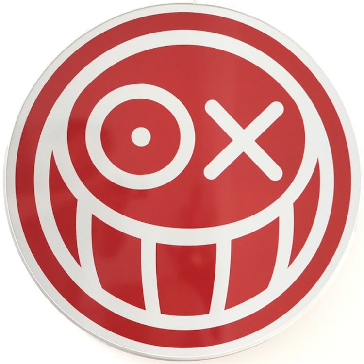 Red Mr. A Ball Street Sign by Mr. André (André Saraiva)
