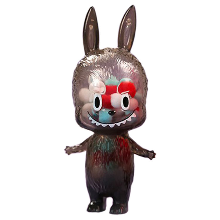 Gray Clear Labubu (with Pom Poms) by Kasing Lung