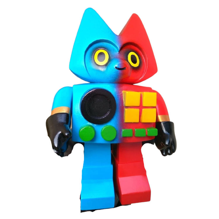 Blue Red Vegan Robot by Chompton Stoodios