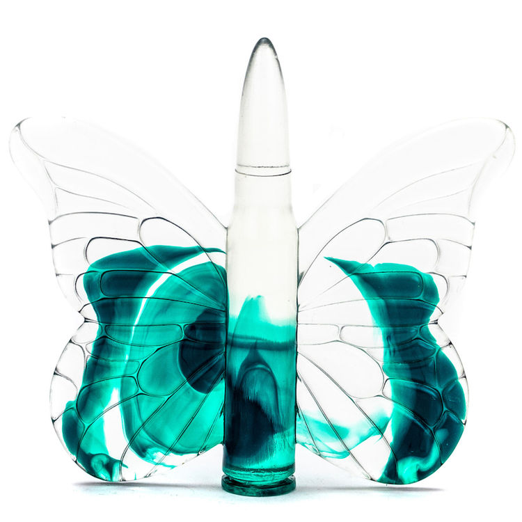 Clear Teal Marble Bullee the Morpho by Mad Hattress