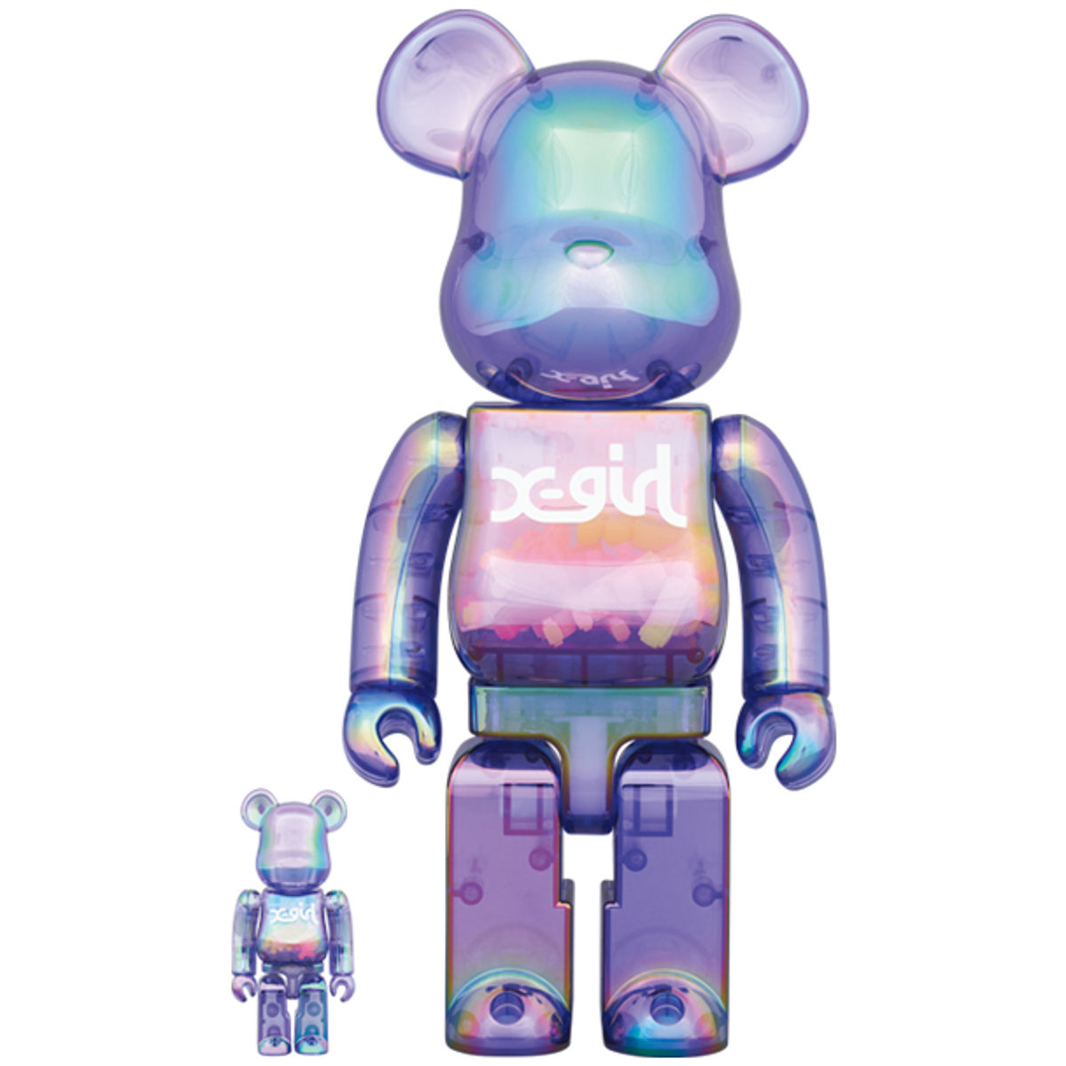 100% + 400% Clear Purple X-Girl Be@rbrick (Set)