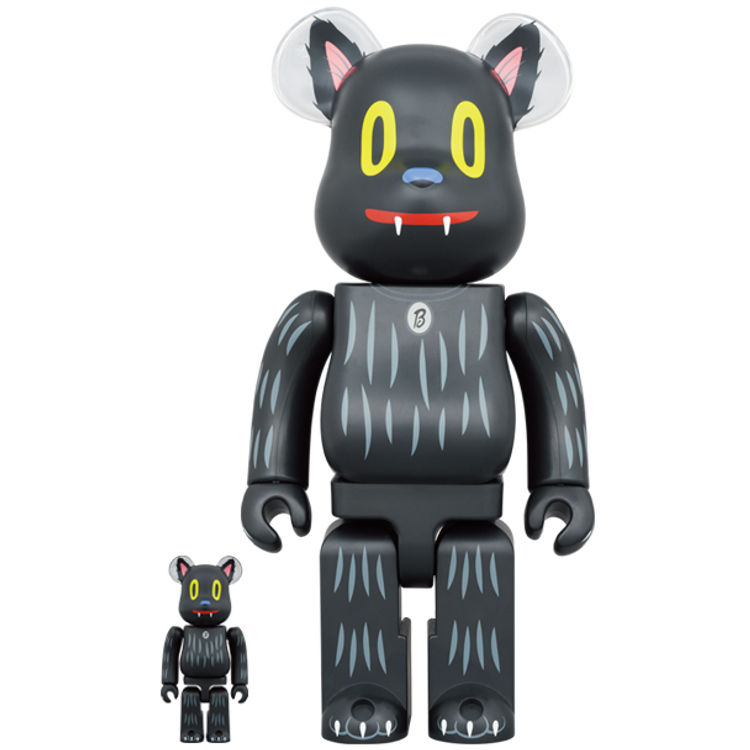 100% + 400% Blackie The Cat Be@rbrick (Set) by Gary Baseman