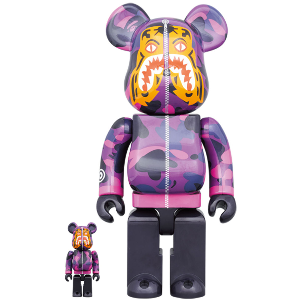 100% + 400% Purple Camo Tiger BAPE Be@rbrick (Set)
