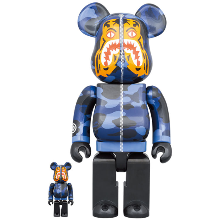 100% + 400% Blue Camo Tiger BAPE Be@rbrick (Set) by BAPE (A Bathing Ape)