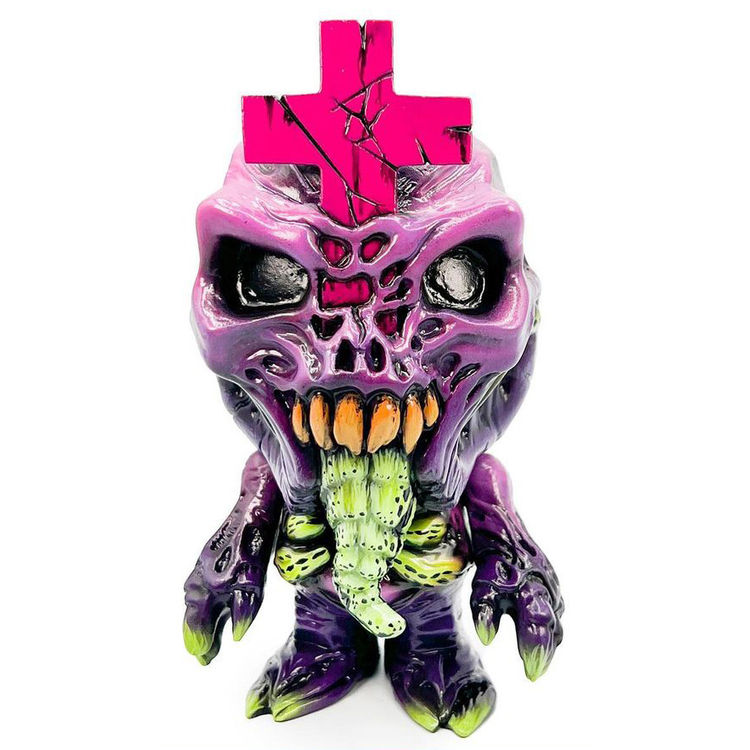 Acid Wash Grave Face Turtle Neck by Ghost Fox Toys