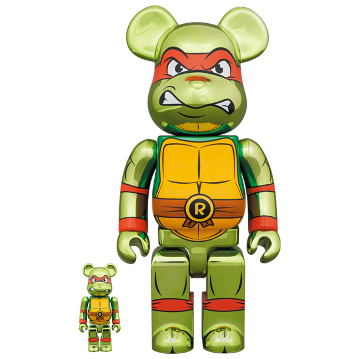 100% + 400% Chrome Raphael : Teenage Mutant Ninja Turtles Be@rbrick (Set)