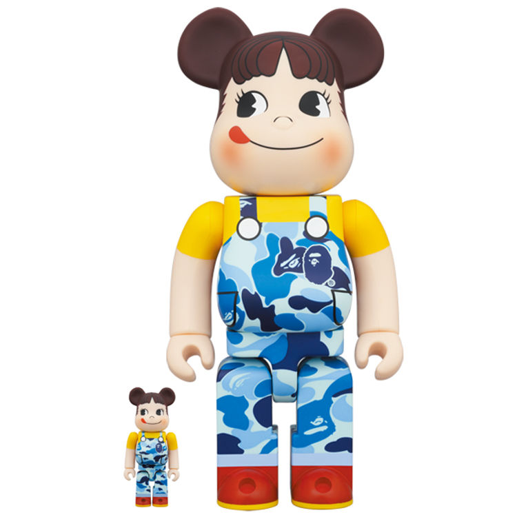 100% + 400% Blue Peko-Chan x BAPE Bearbrick (Set) by Fujiya