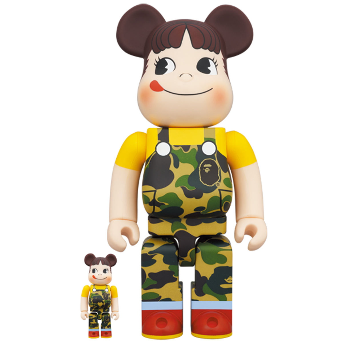 100% + 400% Green Peko-Chan x BAPE Bearbrick (Set)