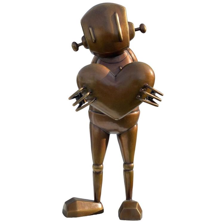 Robot With Heart Bronze For Giving by ChrisRWK