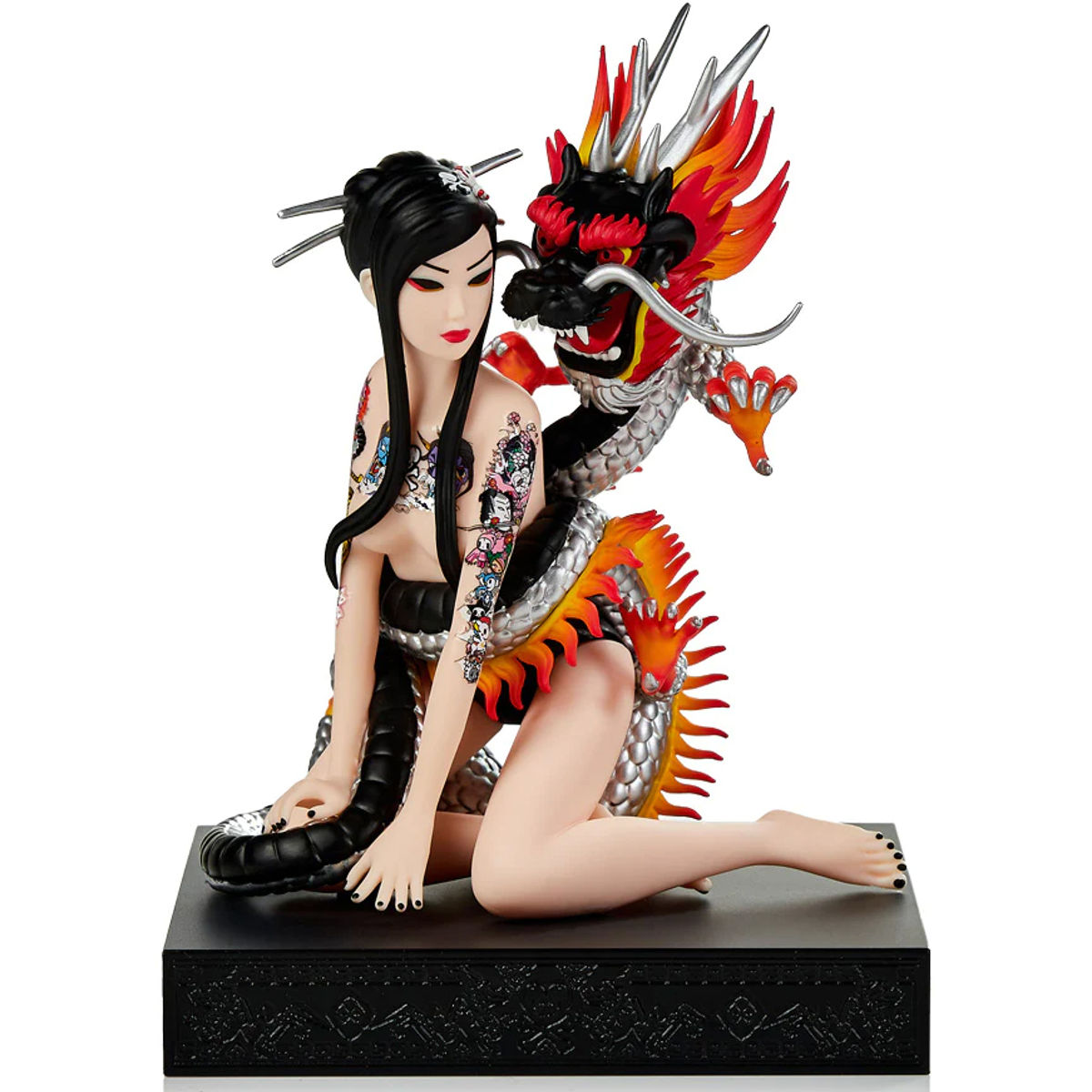 Dragon Girl Statue (Silver/Black)