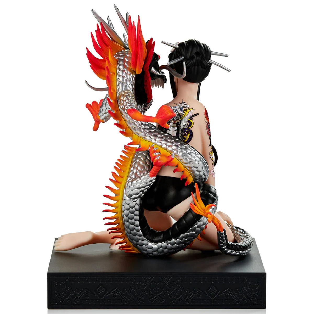 Dragon Girl Statue (Silver/Black)
