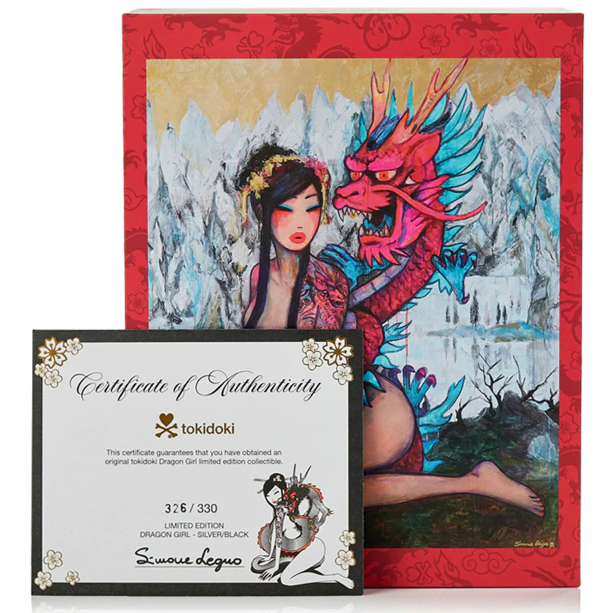 Dragon Girl Statue (Silver/Black)