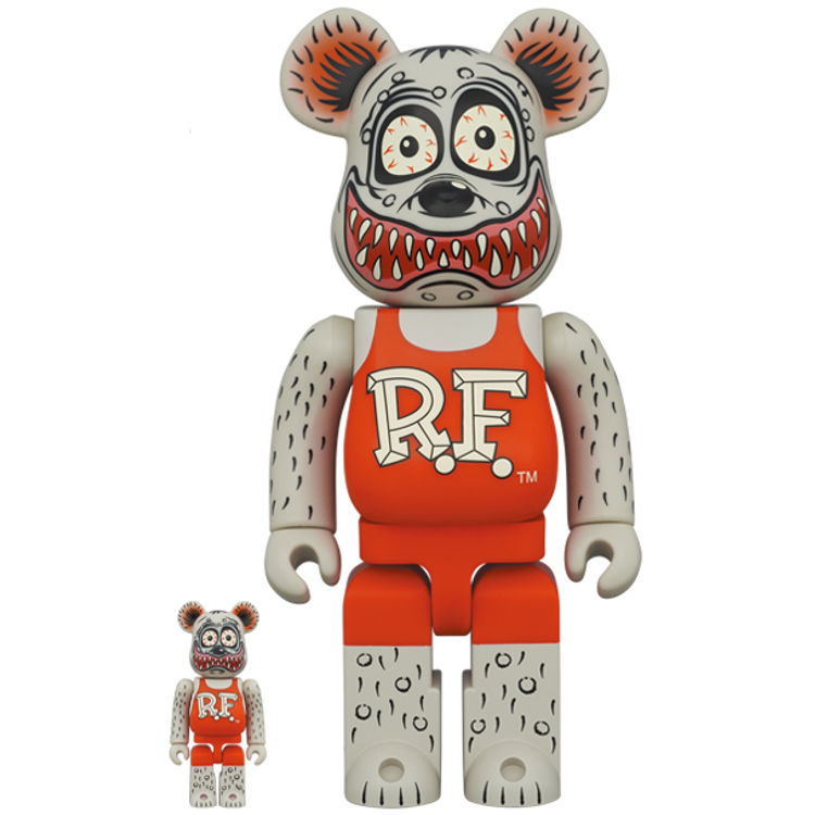 100% + 400% Grey Rat Fink Be@rbrick (Set) by Ed 'Big Daddy' Roth