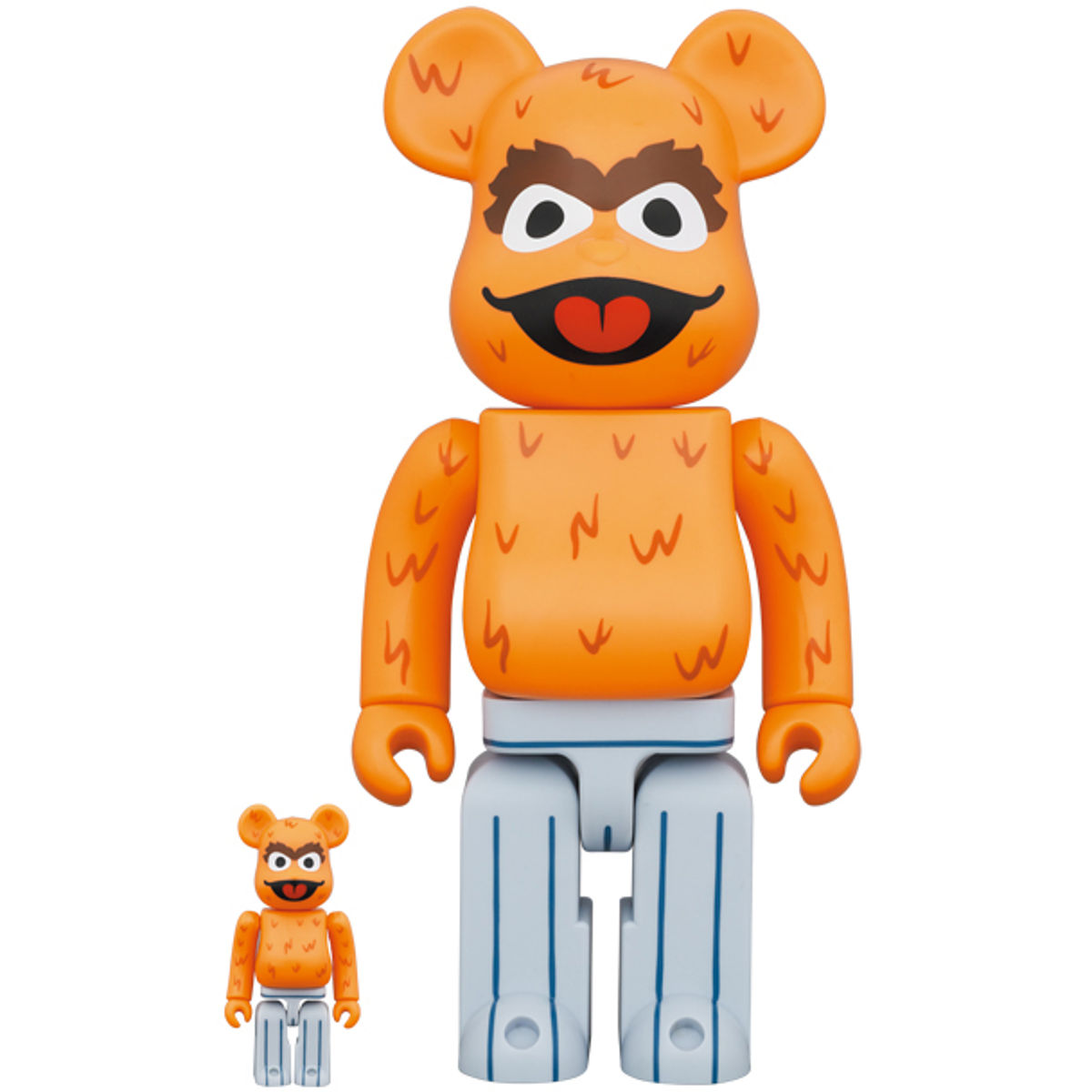 100% + 400% Orange Fur Oscar the Grouch : Sesame Street Be@rbrick (Set)