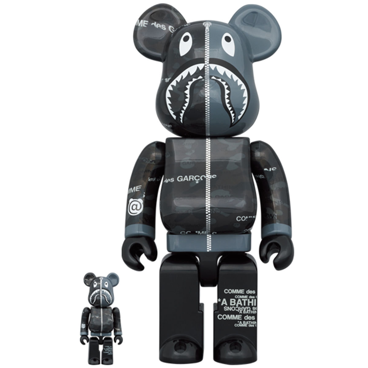 100% + 400% GDC Black Camo Shark BAPE Be@rbrick (Set)
