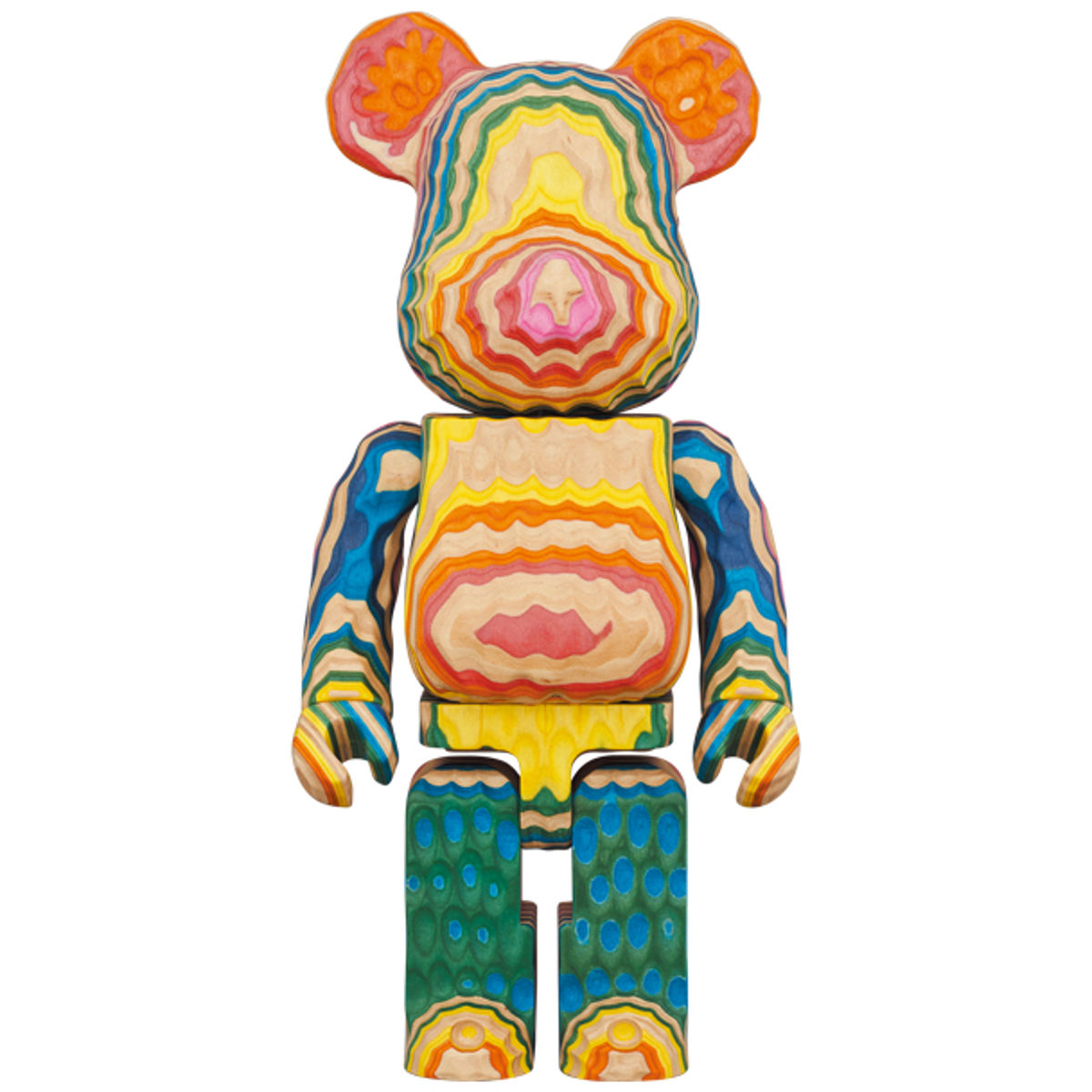 400% Carved Rainbow Vertical Haroshi x Fragment Design Karimoku Bearbrick