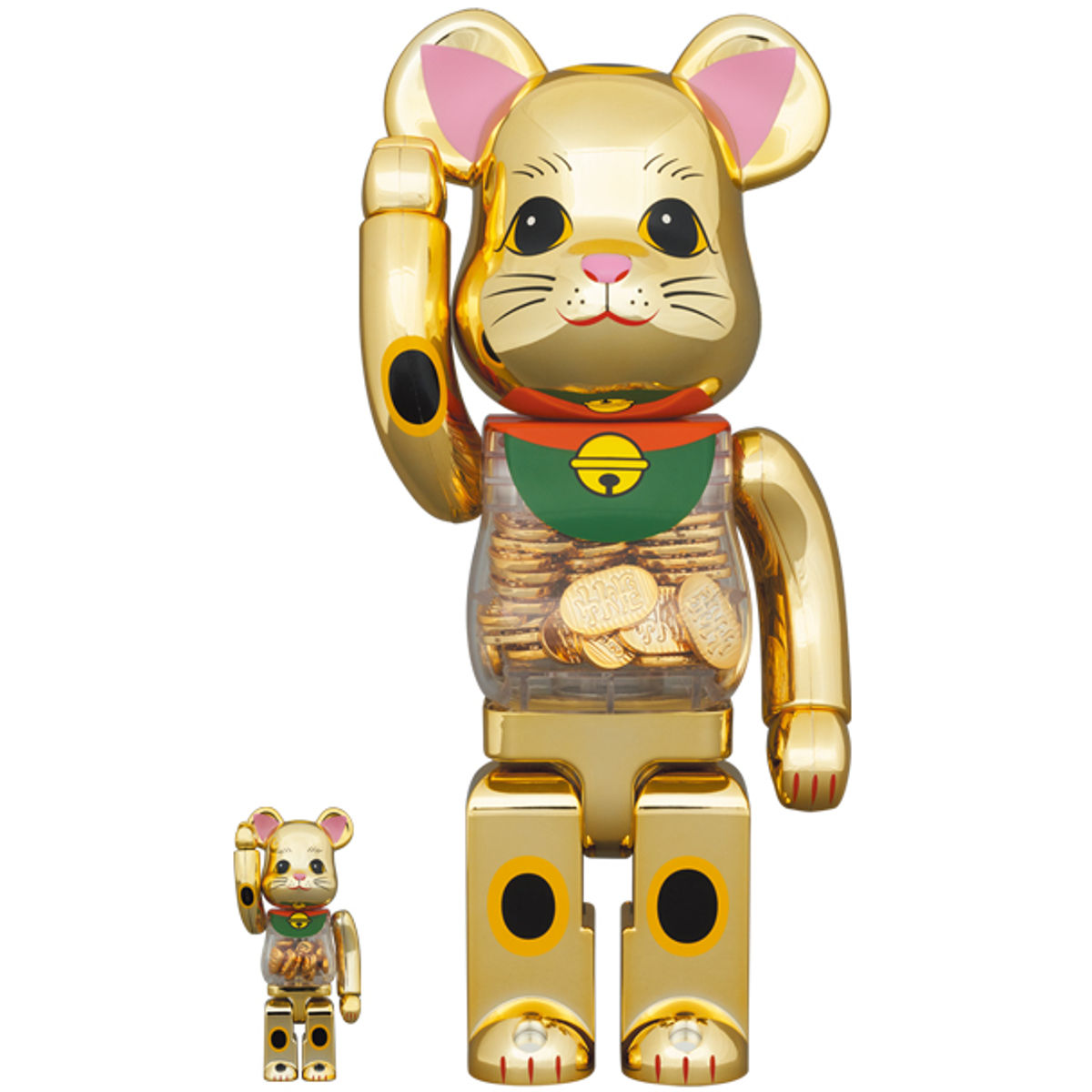 100% + 400% Gold Lucky Cat Oval Be@rbrick (Set)