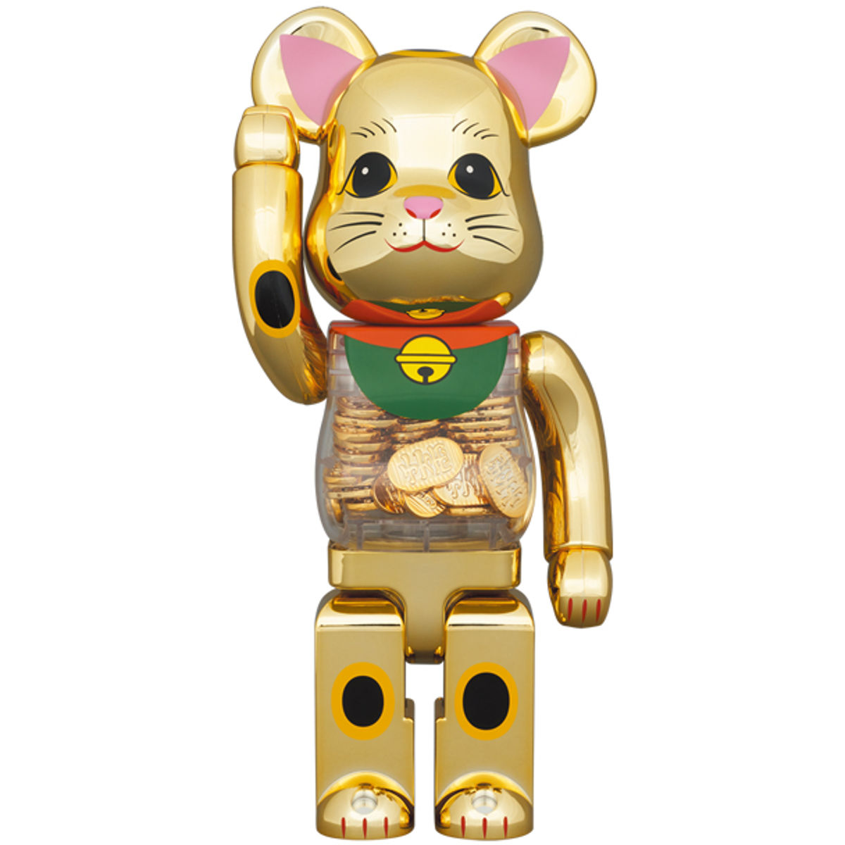 1000% Gold Lucky Cat Oval Be@rbrick