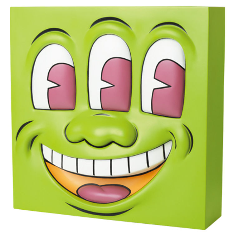 Green Three Eyed Smiling Face VCD by Keith Haring