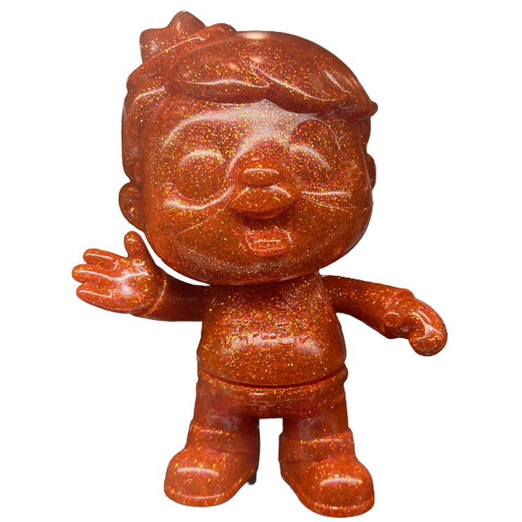 Orange Glitter Sofubi Vincent (Dcon 2022) by Klim Kozinevich