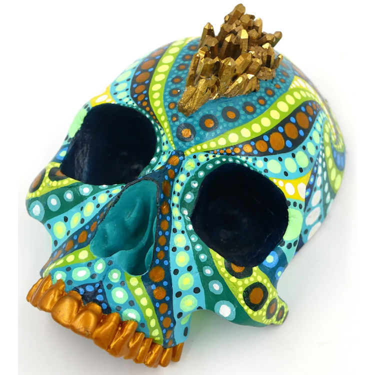 Gold Crystals Wall Skull by MP Gautheron