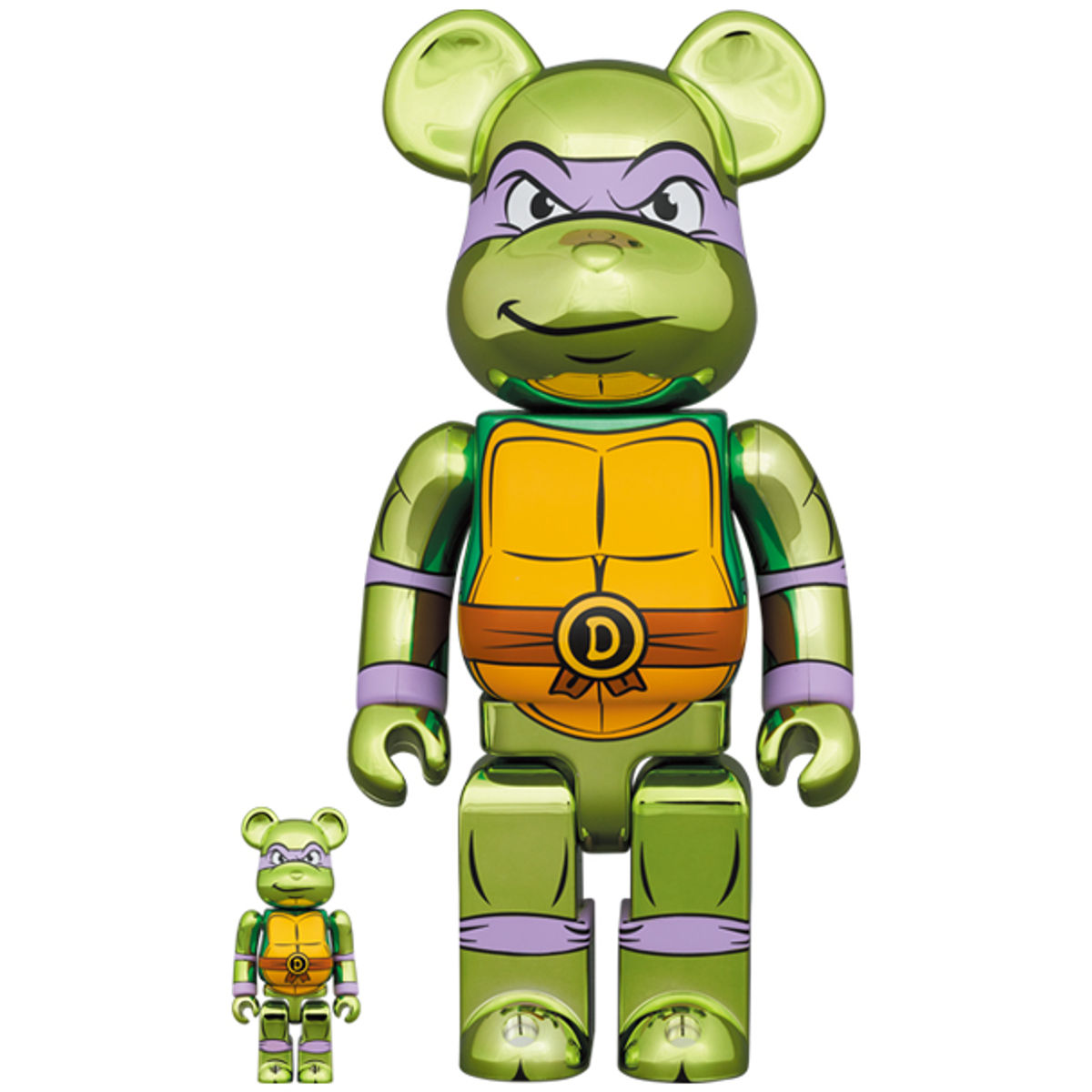 100% + 400% Chrome Donatello : Teenage Mutant Ninja Turtles Be@rbrick (Set)
