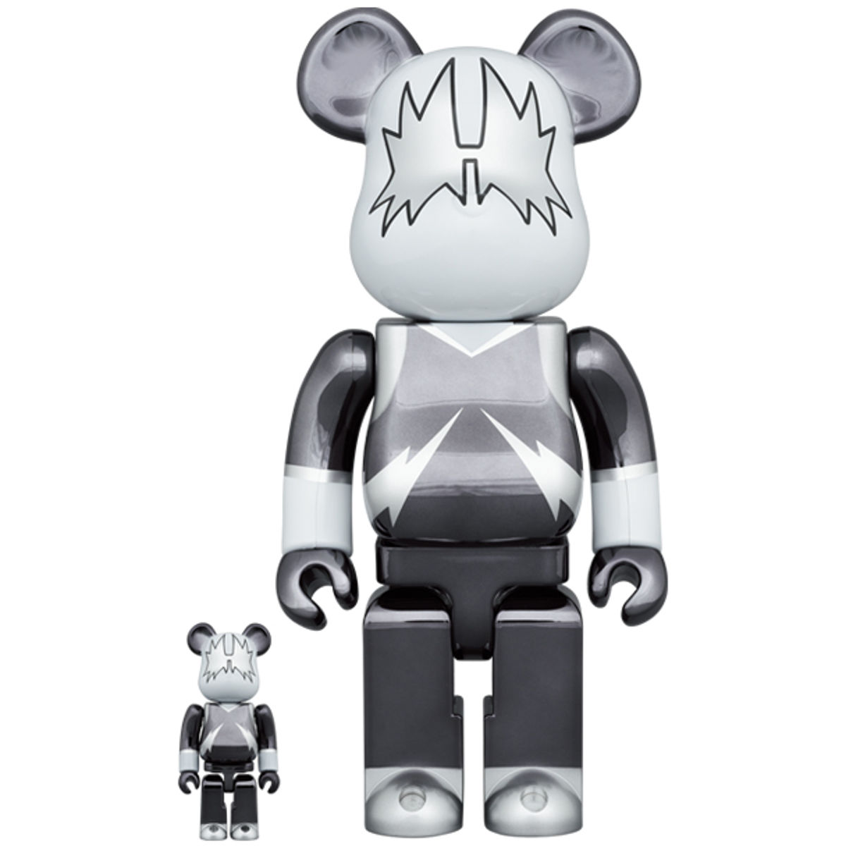 100% + 400% Chrome Space Man : KISS Be@rbrick (Set)