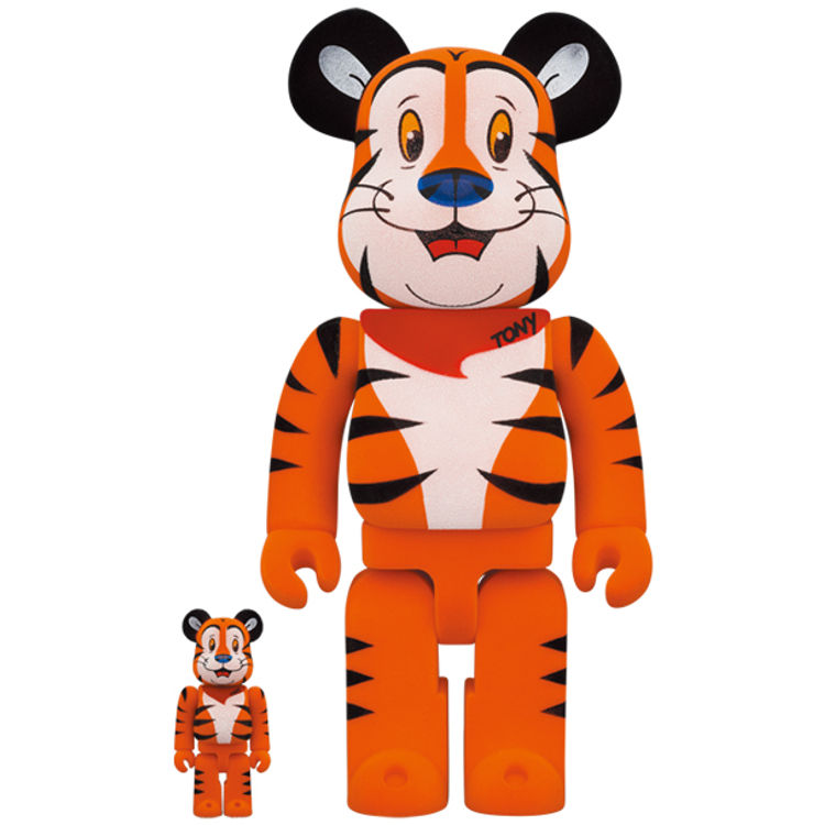 100% + 400% Flocked Tony the Tiger Be@rbrick (Set) by Kellogg's
