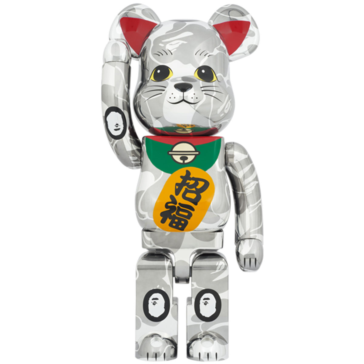 1000% Silver Plated BAPE Lucky Cat Be@rbrick