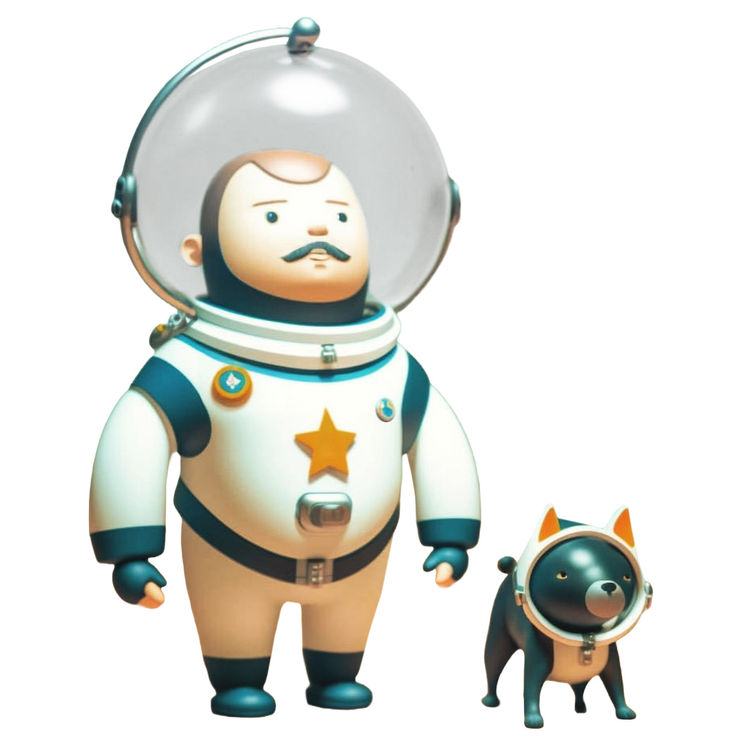 Uncle Astronaut with his pet No. 3 by AX2 studio