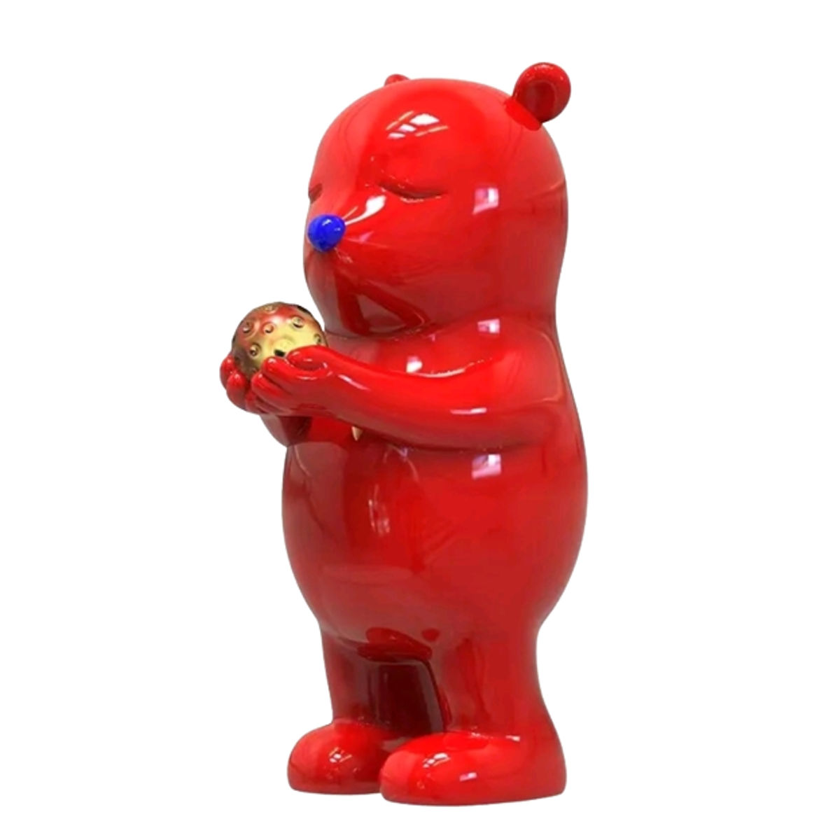 Red Little Bear Holding Crystal