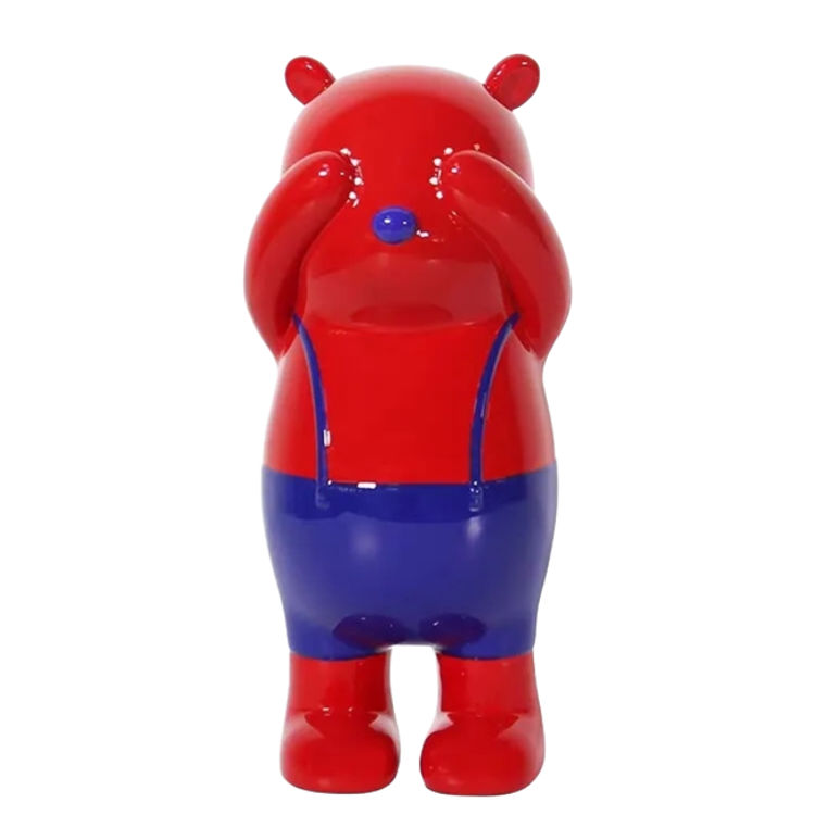 Red Little Bear Hiding by Kemelife (Steven Jia)