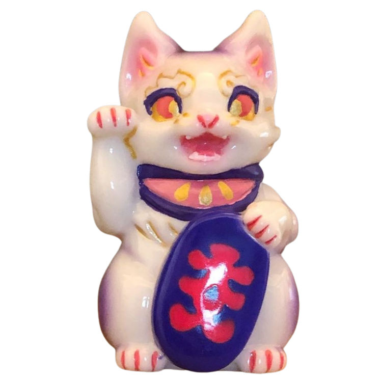 Purple-White Bake Lucky Cat by Genkosha
