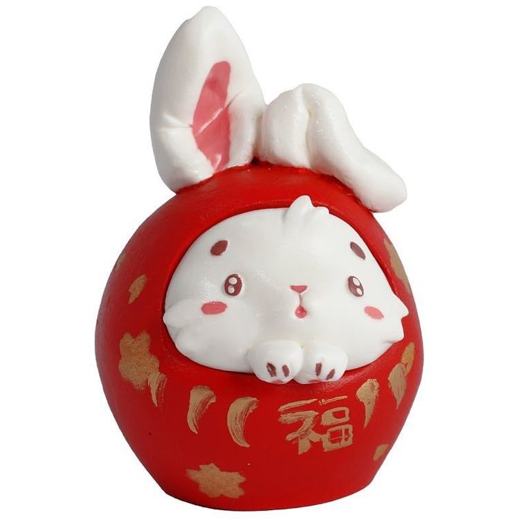 Red Daruma Rabbit by Lovecats Collectibles