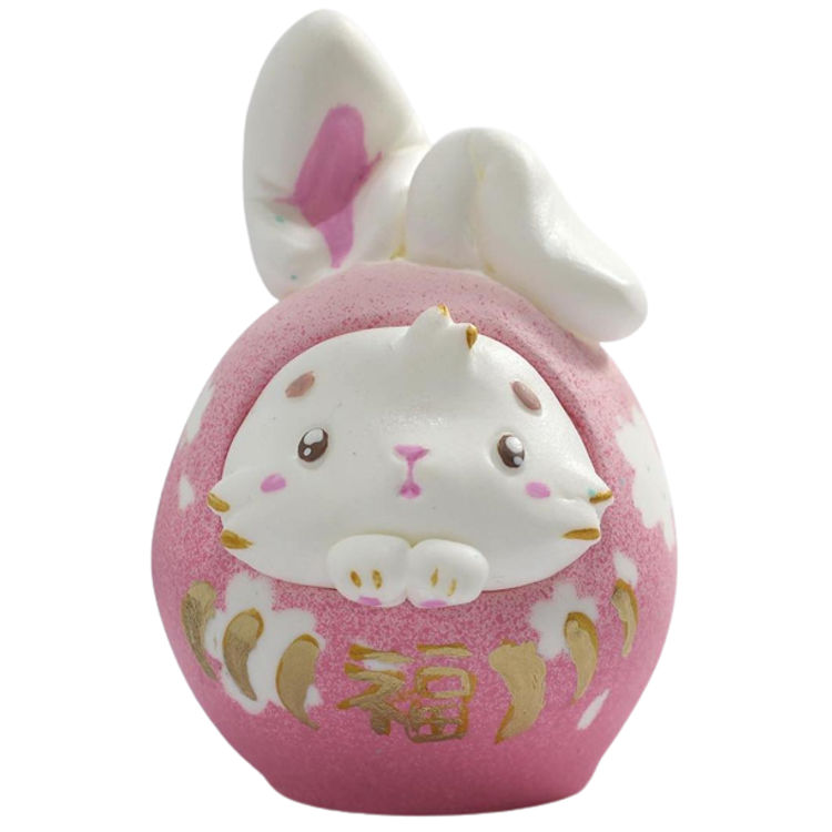 Pink Daruma Rabbit by Lovecats Collectibles